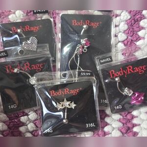 Body Rage Silver and Pink Belly Rings